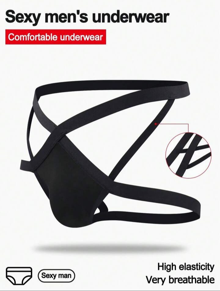 Fashionable Solid Black Color Alluring Black Trim Men's Underwear